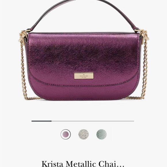 COPY - Kate Spade Metallic Purple Crossbody Bag with Gold Chain - Picture 1 of 10